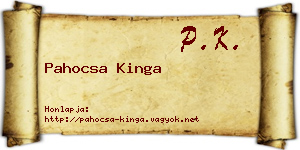 Pahocsa Kinga névjegykártya