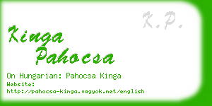 kinga pahocsa business card